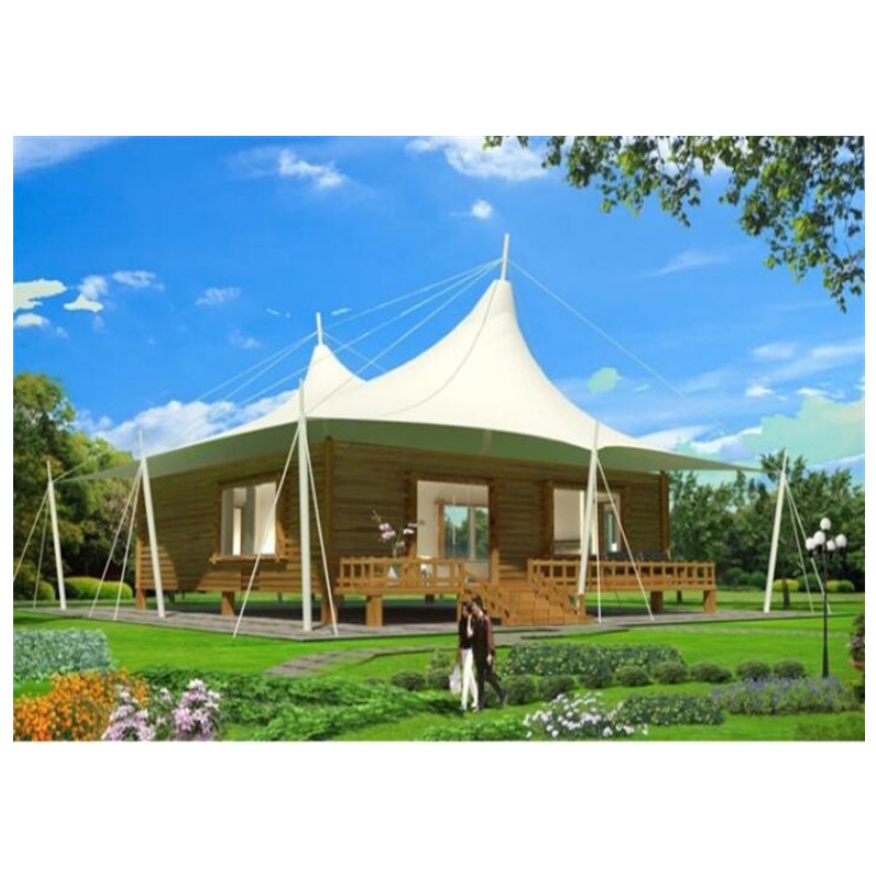Bán nóng Nhà Prefab PVDF \/ Chất liệu vải PTFE Lều trại Kính tường khách sạn Lều cắm trại cho Jungle Resort